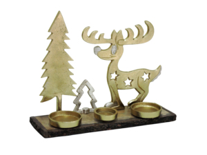 Elegant Handmade <b>Christmas</b> <b>Candle</b> Stand Aluminium Stars <b>Tree</b> Reindeer Round Shape Digital Printing Festive Holiday Tabletop - Product Image 1