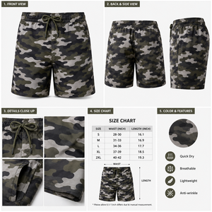 Bañadores Casuales para Hombre con Estampado de Camuflaje, Secado Rápido, Cordón Ajustable, Corte Regular, 100% Poliéster, Diseño Tejido, Logotipo Frontal - Product Image 6