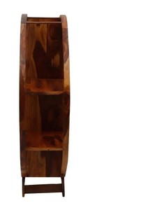 Solid Wood Round Display Shelf Hand Carved Circular <b>Bookcase</b> Multi-Tier Storage Rack for Living Room | Pindel Handicraft - Product Image 2