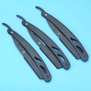 Nueva Navaja de Afeitar Negra de Estilo Japonés con Hoja Recta y Mango de Metal, Navajas de Afeitar Plegables para Hombre - Product Image 5