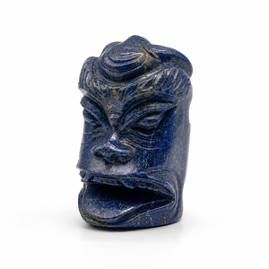 Máscara Tiki de Lapislázuli Azul Tallada a Mano, Escultura Decorativa de Piedra Preciosa para Decoración del Hogar, Figura Espiritual Guardiana - Product Image 4