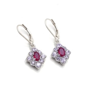 Pendientes delicados de rubí, plata de ley 925, cierre de gancho, joyería artesanal con piedras preciosas, elegante regalo para mujer - Product Image 2