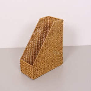 Office desk accessory supplies <b>hand</b>-weave rattan <b>file</b> organiser baskets magazine holder basket - Product Image 5