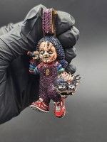 Colgante de Lujo de Plata de Ley con Diseño de Muñeco Chucky Esculpido en 3D, Estilo Hip Hop Rapper, con Moissanita VVS Personalizada y Engaste de Garra, Baño de Rodio/Oro