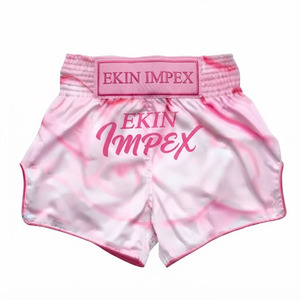 Custom Logo Pink Tie-Dye Satin Muay Thai Shorts | Premium Women's Sublimated Kickboxing <b>Trunks</b> Girls' Professional Boxing & MMA - Product Image 1
