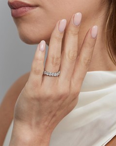 Prong Set 4mm Full Eternity <b>Rings</b> Custom 925 Sterling <b>Silver</b> Oval Cut Lab Grown Diamond Wedding <b>Stacking</b> Nesting Band Wholesale - Product Image 2
