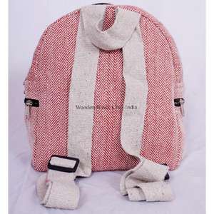 Sac à dos de voyage en coton léger vintage WOODEN BLOCK CRAFT INDIA, grande capacité, bretelles confortables pour un usage quotidien - Product Image 3