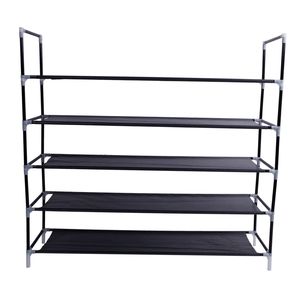 Scarpiera a 5 Ripiani in Tessuto Non Tessuto con Maniglia, Colore Nero, Montaggio Semplice - Product Image 3