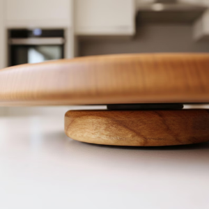 Bandeja giratoria Lazy Susan, bandeja de servir de madera de roble, organizador de cocina, bandeja giratoria para mesa de la marca blossom craft india - Product Image 2