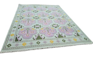 Oushak ผ้าฝ้ายทำด้วยมือพรมเรขาคณิตแบบตุรกีพรมสีเบจสีชมพูสวยงาม10X14ห้องนอนห้องนั่งเล่นสัตว์เลี้ยง - Product Image 3