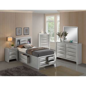 Elegante Cama Doble Plateada con Espacio de Almacenamiento - Product Image 5
