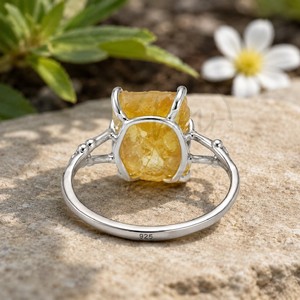 Handmade Raw Citrine 925 Sterling Silver Minimalist Christian Gemstone <b>Ring</b> Natural <b>Crystal</b> Jewelry for Women - Product Image 3