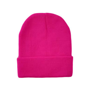 Econex Sports Pink Solid Color Acrylic Beanie Hat Unisex Casual <b>Winter</b> <b>Cap</b> Folded Cuff Knit Warm Headwear 56-58CM Adult Size - Product Image 3