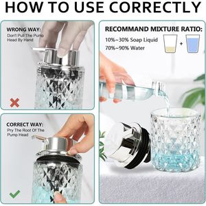 Distributeur de savon moussant pour les mains en verre transparent, 7,8 oz, flacon pompe en plastique rechargeable, distributeurs de savon liquide pour salle de bain - Product Image 6