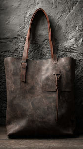 Bolso Tote Unisex de Cuero Genuino, Impermeable, Bordado, Color Sólido, Tamaño Grande, Cierre Abierto - Product Image 3