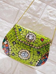 Bolso de Mano de Lujo para Novia con Cristales Kundan y Flores en Mosaico, Bolso de Diseño para Boda, Colección de Bolsos de Hombro para Fiestas - Product Image 4