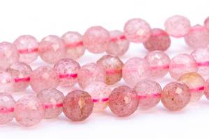 ลูกปัดโรนเดลเหลี่ยมเพชรพลอยสีชมพูสตรอเบอร์รี่ควอตซ์แท้เจาะรูแล้ว ขนาด 15.5 นิ้ว 7.5 นิ้ว ขายส่งจำนวนมาก - Product Image 6