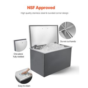 Contenitore refrigerante commerciale in acciaio inossidabile da 87,6 litri (28"L x 16"W x 17"H) con coperchio a ribalta per esterni - Regalo perfetto - Product Image 4