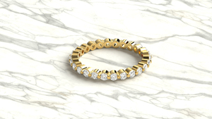 Anillo de Eternidad Completo de Oro de 18K Vintage con Diamantes de Corte Redondo, Joyería Fina para Mujer, Regalo de Compromiso o Aniversario - Product Image 3