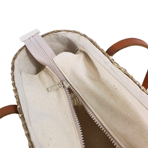 Bolso Tote Casual de Paja Tejida a Mano con Cierre de Cremallera, Correa Cruzada, Estilo Vintage, Ecológico, Hecho a Mano, Capacidad Personalizable - Product Image 6