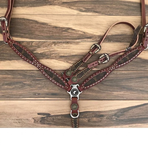 Juego de cabezada, pechera y riendas de cuero genuino de primera calidad, personalizable, estilo western, precio mayorista - Product Image 2