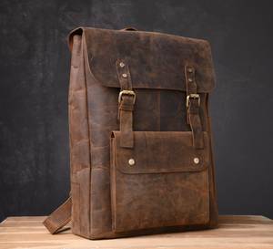 Custom Genuine Leather Backpack Large Capacity Travel <b>Laptop</b> <b>Bag</b> Waterproof Real Leather <b>Rucksack</b> School <b>Bag</b> LBK-0153 - Product Image 3