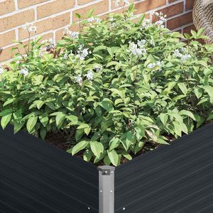 Bac à fleurs surélevé en acier galvanisé anthracite 39,4 x 39,4 x 30,3 pouces - Product Image 4