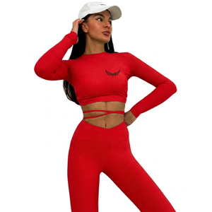 <b>Green</b> <b>Long</b> <b>Sleeve</b> <b>Crop</b> <b>Top</b> Crew Neck Embroidery Front Women's Yoga Workout Shirt Solid Color Breathable Spandex Polyester - Product Image 2