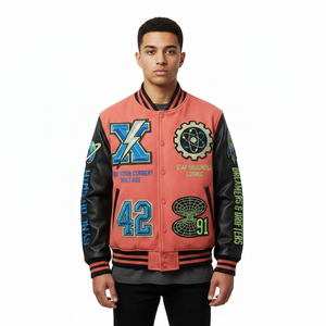 Veste universitaire de baseball personnalisée pour hommes, de haute qualité, en gros, avec broderie chenille et manches en cuir, logo frontal, idéale pour l'hiver - Product Image 3