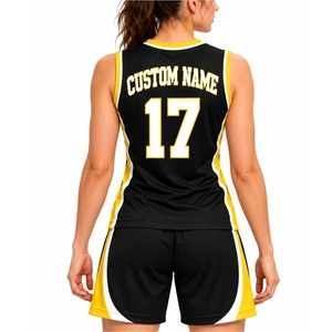 Ensemble d'uniformes de basketball personnalisés pour joueur, maillot de terrain sans manches à col en V, uniforme sublimé en polyester respirant, kit d'équipe - Product Image 2