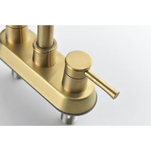 Rubinetto da Bagno Senza Piombo a 2 Maniglie con Beccuccio Girevole, Scarico Pop-up in Rame e 2 Linee di Alimentazione dell'Acqua - Product Image 5