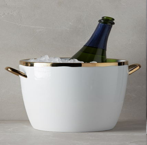 Sleek Matte Black Beverage <b>Bucket</b> with Wide Brushed Brass Collar Classic Design 5L Capacity Portable Wholesale Available - Product Image 5