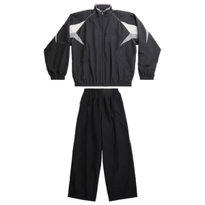 Unisex Casual Sporty 2 Piece Windbreaker <b>Set</b> Full Length Solid Color Blocked <b>Waterproof</b> 100% Cotton Track Suit - Product Image 1