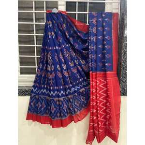 FANCY LINEN DIGITAL PRINT TRABAJO SAREE CON BOLUSE DESCOSTADO AZUL - Product Image 1