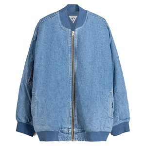 Blouson Bomber en Jean Vintage Décontracté pour Homme, Style Streetwear, Imprimé Léopard, Patchwork, Broderie, Détail Boutons, Côtelé - Product Image 2
