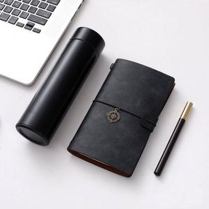 Set de Cuaderno A5 de Cuero Personalizable con Botella de Agua, Cuaderno Promocional al por Mayor, Taza Térmica, Caja de Regalo con Bolígrafo de Madera - Product Image 4