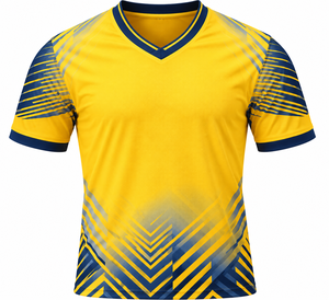Ensemble de maillot de football personnalisé jaune et bleu marine à manches courtes, uniforme de football sublimé avec short assorti - Product Image 3