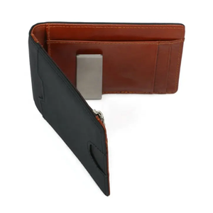Cartera de Cuero Genuino para Hombre con Cierre Plegable y Forro de Poliéster, Diseño Delgado y Resistente para Bolsillo Frontal, Ranuras Exteriores para Tarjetas - Product Image 4