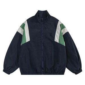 Chaqueta cortavientos personalizada al por mayor 100% poliéster transpirable bloque de color chaqueta anorak de talla grande para hombres - Product Image 3