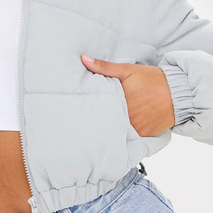 Custom <b>Women</b> Short Cropped Racer <b>Jacket</b> Premium Streetwear Zip Front Stand Eco-Friendly Waterproof Outerwear OEM ODM Wholesale - Product Image 4