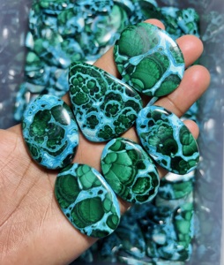 MAHNAJ GEMS Natural Chrysocolla Malachite Gemstone Oval Cabochon Polished Mineral Loose Stone For Jewelry Making - Product Image 1