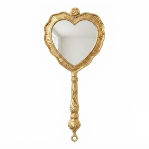 Vintage Silver Heart Shaped Handheld <b>Mirror</b> Antique Embossed Metal <b>Makeup</b> <b>Vanity</b> <b>Mirror</b> For Women Wedding Favors - Product Image 5