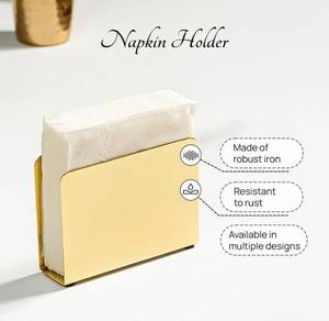 Porta pañuelos de metal dorado, diseño glamuroso, almacenamiento práctico para uso en mesa - Product Image 2