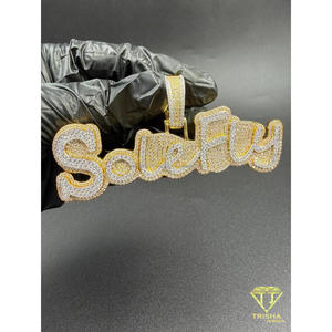 SoleFly <b>Name</b> <b>Chain</b> Moissanite Diamond Iced Out Pendant Hip Hop Jewelry Luxury Gift for Men Women - Product Image 2