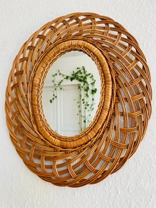 Espejo de ratán para decoración de restaurante, habitación, vestíbulo de resort, espejo de pared bohemio natural, elegante adorno interior tejido a mano de la India. - Product Image 3