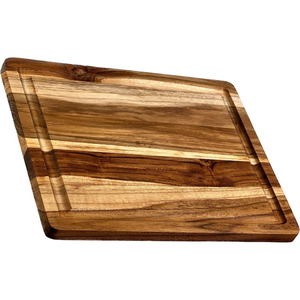 Planche à découper robuste en bois avec rainure pour jus, grande planche à découper en bois massif à grain apparent, plateau de service alimentaire personnalisé en vente - Product Image 5