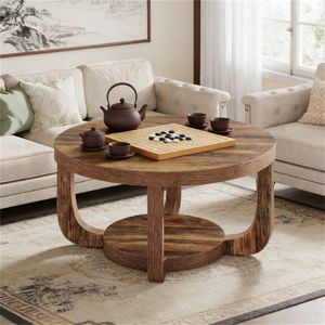 Tavolino da Centro Circolare con Spazio di Archiviazione, Utilizzabile come Tavolino da Divano o Tavolino da Caffè - Product Image 1