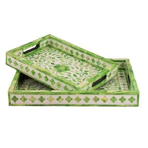 Nueva bandeja de servir de resina con incrustaciones de nácar de color, especial para Ramadán, bandeja decorativa para servir comida, vajilla, bandeja de servir. - Product Image 1