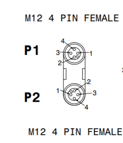 Y-Splitter with 1xM12 a Code 4 Pin Male to 2xM12 a Code 4 Pin Female Copper Contact IP68 Rated 4A 60V - Product Image 3