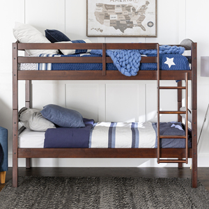High Quality Sturdy Durable Espresso Color Kids <b>Bed</b> Classic <b>Solid</b> <b>Wood</b> Twin Over Twin <b>Bunk</b> <b>Beds</b> - Product Image 6